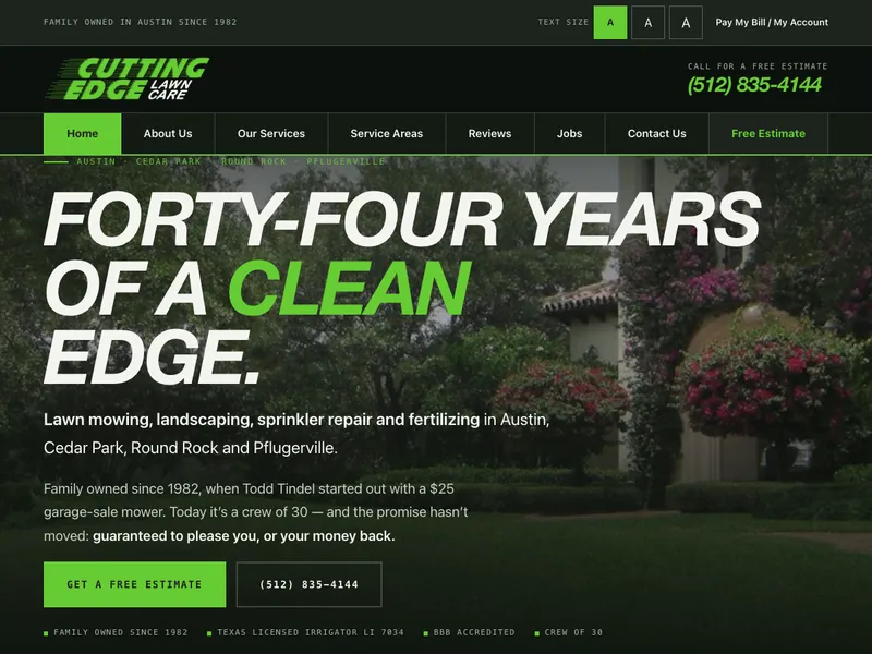 The Cutting Edge Lawn Care website